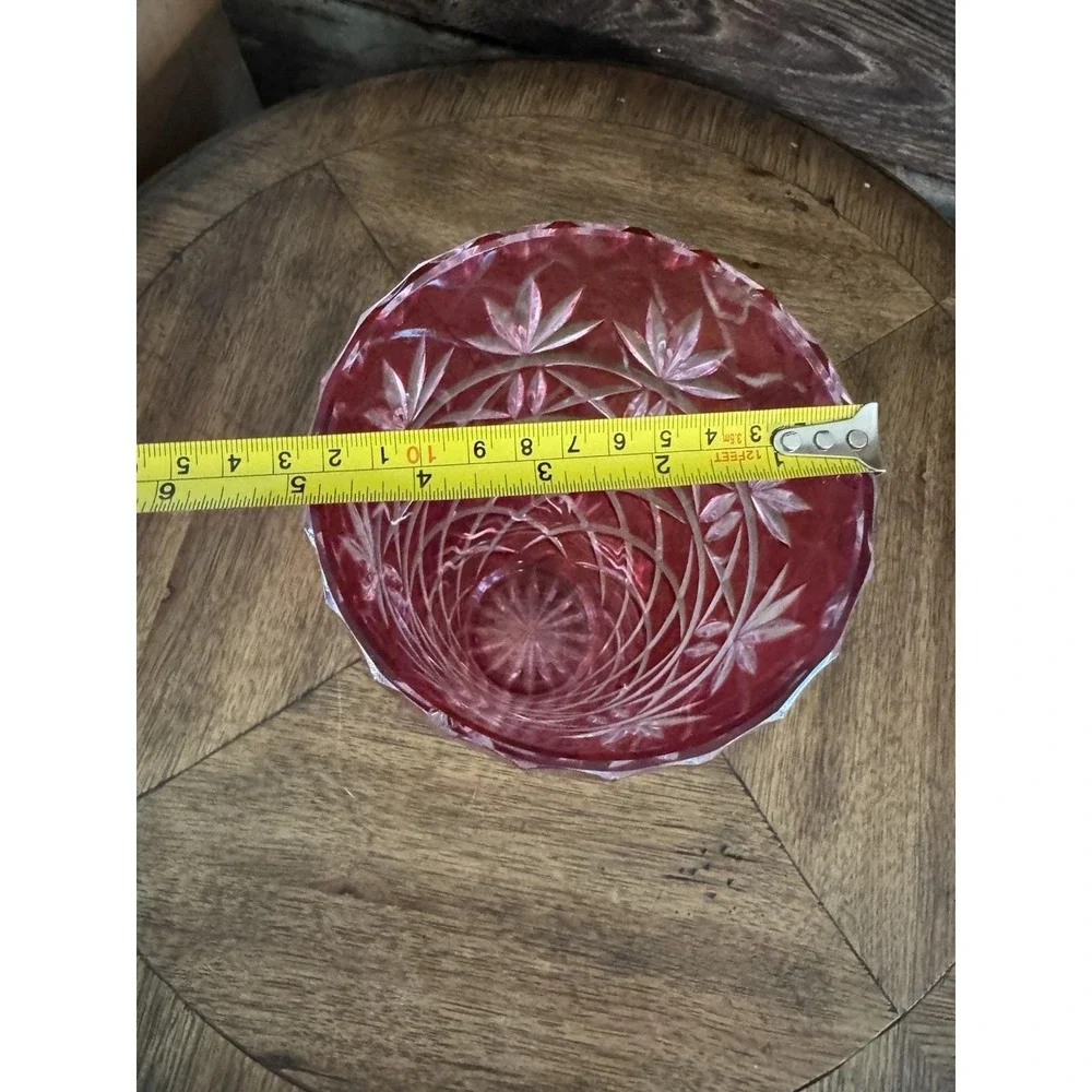 Vintage Bohemian Cranberry Cased Cut to Clear Crystal Vase {310}